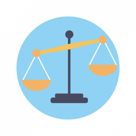 A picture showing an graphic of the scales of jusice