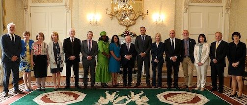 IHREC Commission Members with President Michael D Higgins and An Taoiseach Leo Vradakar