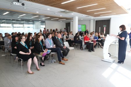 Chief Commissioner Emily Logan addresses the crowd attending the launch of the Commission's Annual Report 2017